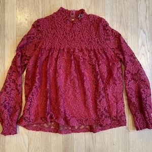 Anthropologie (Blue Tassel) Audrey Smocked High Neck Top- size small